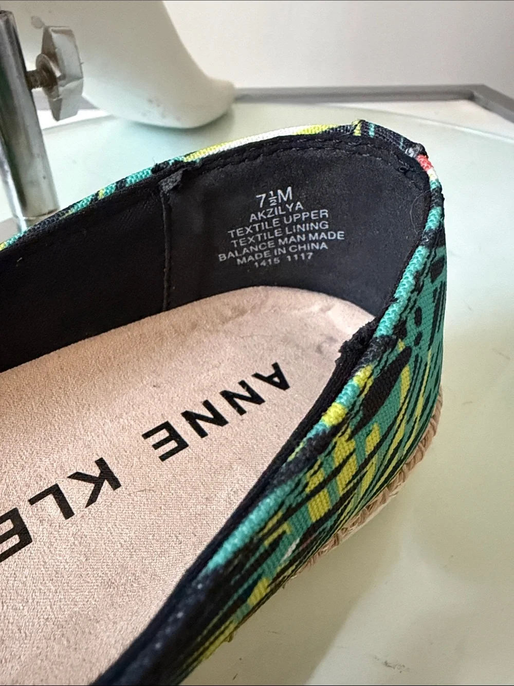 Anne Klein Black Multicolor Tropical Stripe Espadrille Slip-Ons